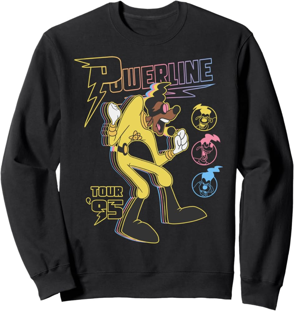 Disney A Goofy Movie Powerline Tour '95 Retro Neon Poster Sweatshirt | Amazon (US)