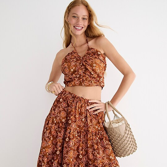 V-neck halter top in vintage vines | J. Crew US