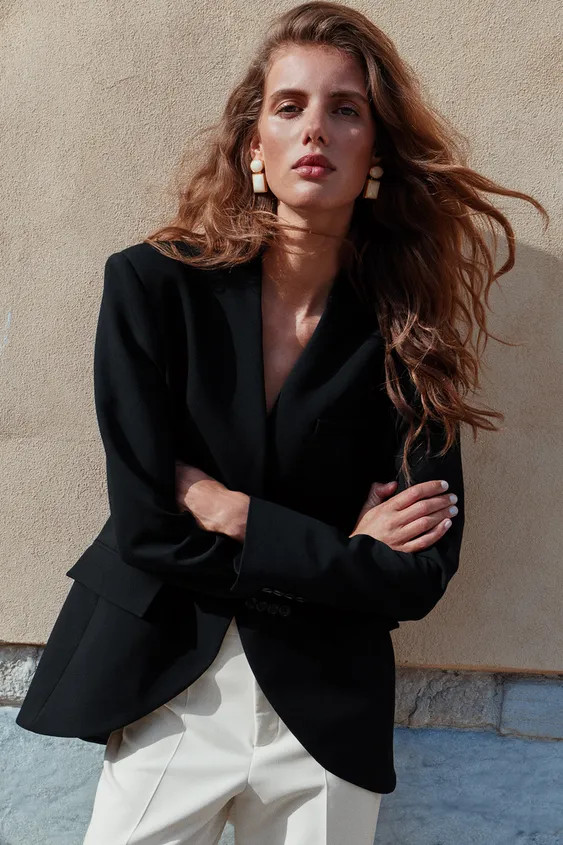 ASYMMETRIC PADDED SHOULDER BLAZER | Zara US