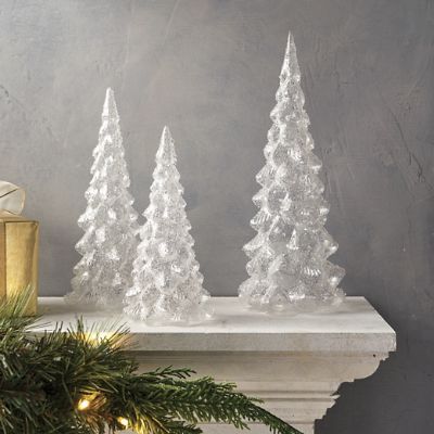 Sparkling Snow Glass Trees, Set of Three | Frontgate | Frontgate