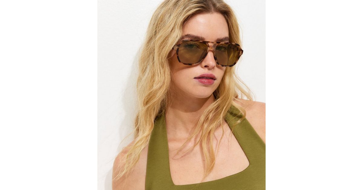 Brown Tortoiseshell Effect Aviator Sunglasses | New Look | New Look (UK)