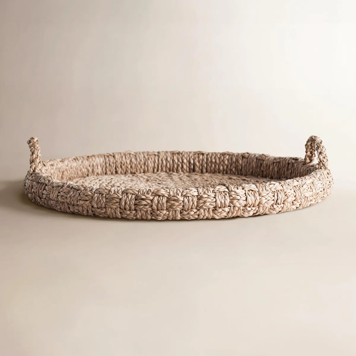 Round Braided Bankuan Tray with Handles | Wayfair North America