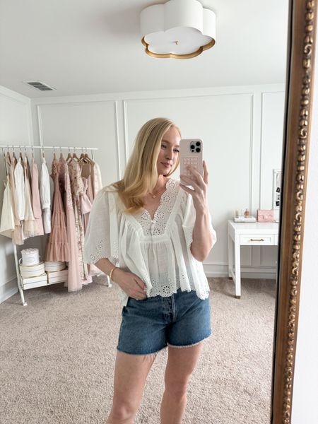 Love these Agolde denim shorts from Nordstrom! I will be reaching for them all season. Casual outfits // festival outfits // daytime outfits // comfortable outfits // denim shorts // Nordstrom finds // LTKfashion

#LTKstyletip #LTKFestival #LTKSeasonal