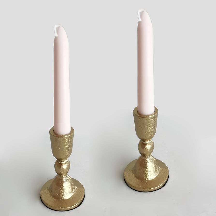 Antique Brass Iron Taper Candle Holders - Candlestick Holder for Weddings, Dining, and Parties, C... | Amazon (US)
