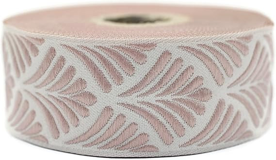 11 Yard Spool 1.37 inches Wide Pink Seashell Ribbon Embroidered Woven Seashell Ribbon Jacquard Ri... | Amazon (US)