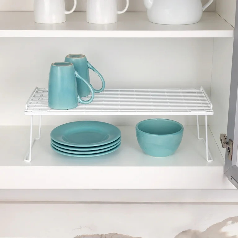 Mainstays Adult Metal Kitchen Pantry Organization Wire Stacking Single Shelf, 22"x10"x7", White | Walmart (US)
