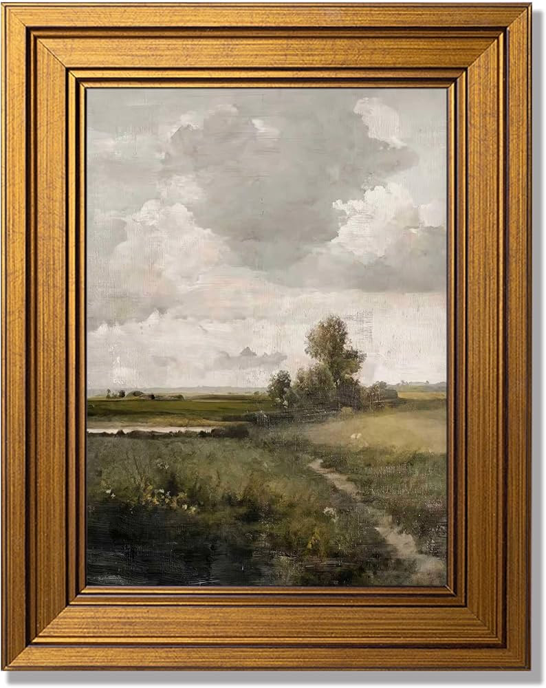 Gold Framed Vintage Wall Art for Room Decor Natural Landscape Wall Decor Rustic Farmhouse Canvas ... | Amazon (US)