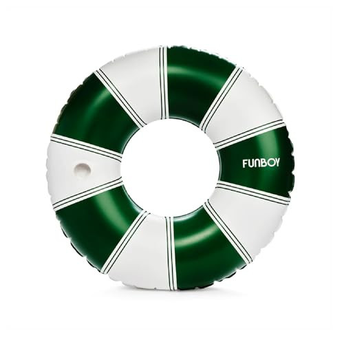 FUNBOY Giant 48” Vintage Green Stripe Inflatable Pool Float with Cup Holder - Adult Inner Tube Pool Toy for Summer, Swimming Pool Accessories & Lounger | Amazon (US)