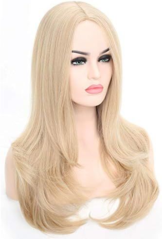 Blonde Wig for Women Long Synthetic Wig with Wavy Ends 22'' Natural Wave Cosplay Wig Glueless Hea... | Amazon (US)