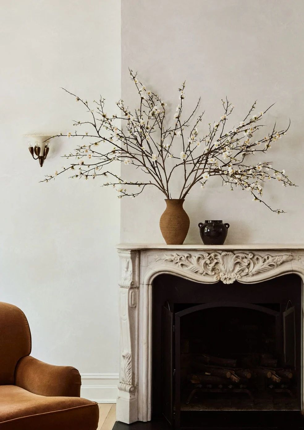 Faux Quince Blossom Branch in Cream - 54" | Afloral