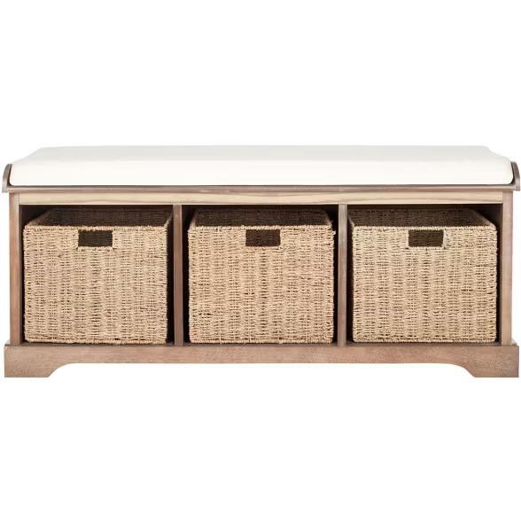 Lonan Wicker Storage Bench  - Safavieh | Target