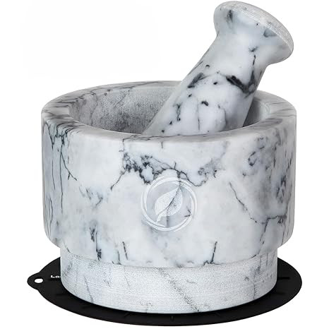 Laevo White Marble Mortar and Pestle Set - Heavy Duty Stone Spice Grinder - 2.1 Cup Capacity, 5.5... | Amazon (US)