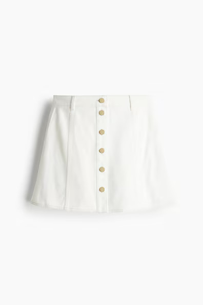 H & M - A-Line Denim Mini Skirt - White | H&M (US + CA)