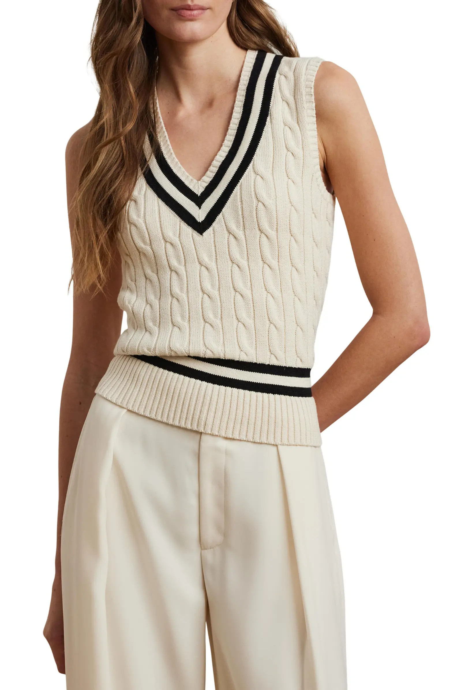 Lauren Ralph Lauren Cricket Cable Knit Cotton Sweater Vest | Nordstrom | Nordstrom