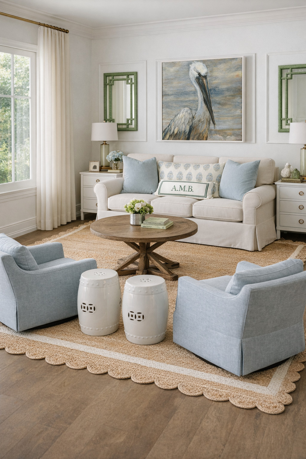 Living room decor | neutral home decor | coastal grandma living room | clean girl aesthetic | preppy decor | southern style home | chic living room | cozy home vibes | apartment decor ideas | college apartment decor | sorority house living room | feminine home | minimal decor | gold accents | pottery barn style | target home finds | amazon home finds | LTK home | coffee table styling | blue and white decor | monogram pillow | classic traditional living room | jute rug | slipcovered sofa | accent chairs | home styling ideas | apartment inspo | bama apartment | university of alabama style | southern living room inspo 

 

#LTKU #LTKHome #LTKSaleAlert