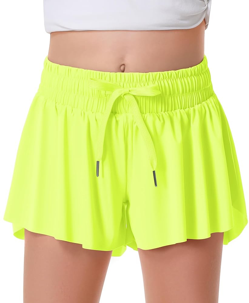 Girls Flowy Shorts Butterfly Shorts for Kids with Pocket 2-in-1 Athletic Shorts Running Shorts fo... | Amazon (US)