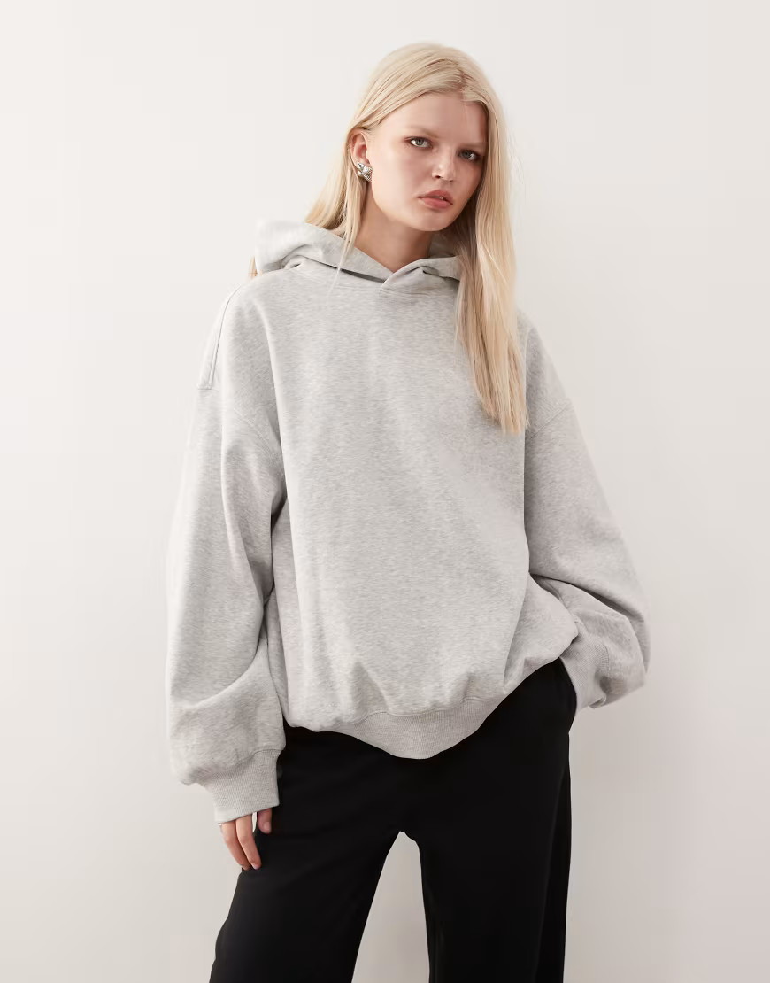 Weekday soft heavy oversized hoodie in grey melange | ASOS (Global)