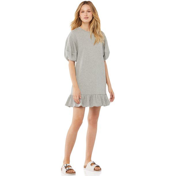 Scoop Women's Sweatshirt Dress with Ruffle Hem | Walmart (US)