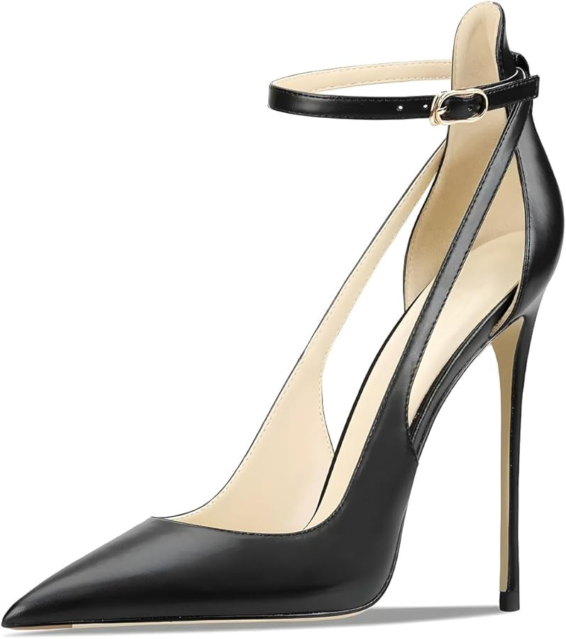 Women's Pointed-Toe Bag-Toe Strappy High-Heeled Shoes Sexy Stiletto Pumps | Amazon (US)