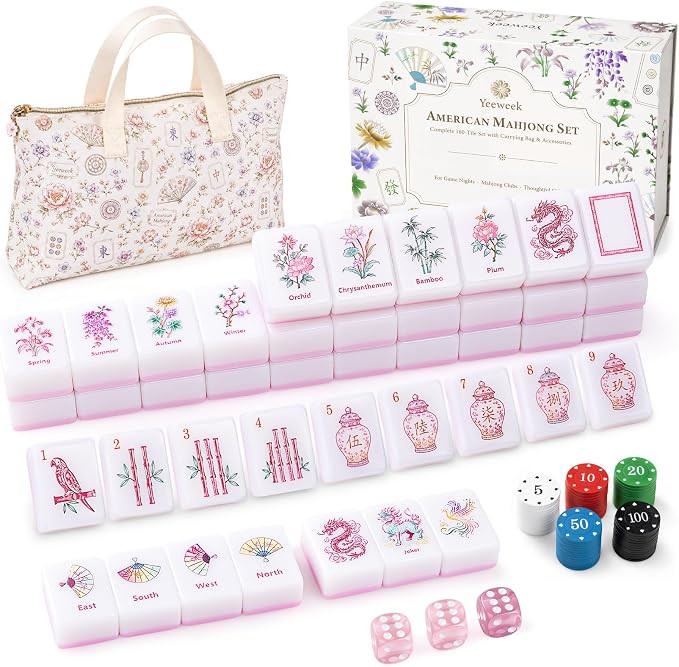 160-Piece Pink Chinoiserie American Mahjong Tile Set for Beginners | Amazon (US)