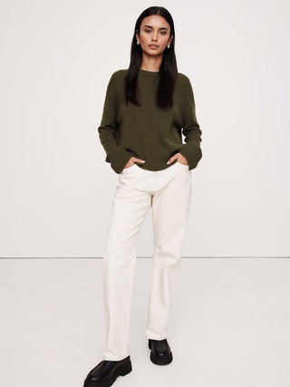 Oversized Midweight Cashmere Crew-Neck Sweater | Banana Republic (US)