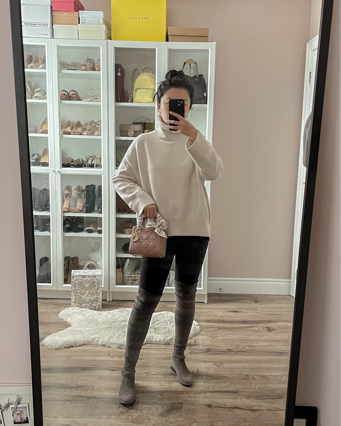 Go to outfit when you don’t know what to wear - knit sweater , leggings , knee high boots & a cute bag. 

#LTKstyletip #LTKitbag