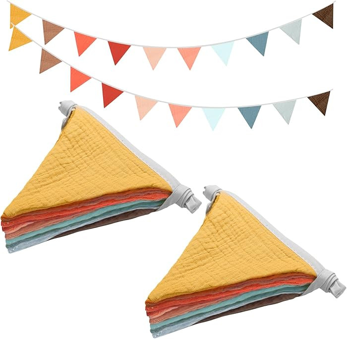2PCS Pennant Banner Flags,Thanksgiving Decor Fabric Bunting Banner Nursery Garland Decor,Baby Sho... | Amazon (US)