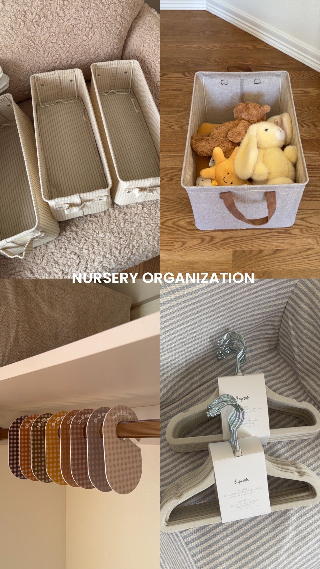 Nursery organization 👌🏼 Striped baskets and large one both are collapsible, hangers are perfect size for baby. Loving these baskets for diapers, wipes + books! 

#ad #wayfairPartner #wayfair @wayfair

#nursery #organization #bresheppard #basket #babyprep #nesting

#LTKBaby #LTKBump
