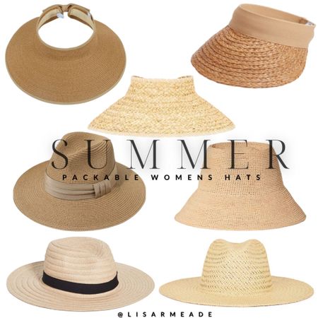 Packable straw summer hats for women. Summer vacation amazon visor 