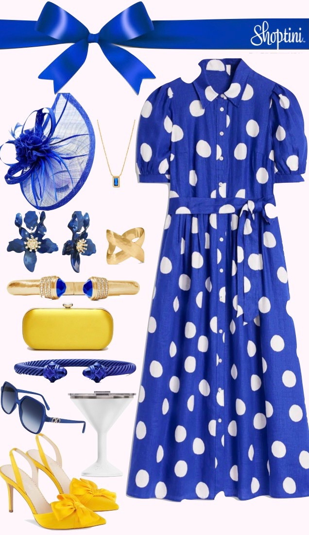 Now trending: polka dots!!! Polka dot dresses // horse race fashion // blue and yellow // Kentucky derby style // what to wear to the horse races 

#LTKStyleTip #LTKParties #LTKOver40