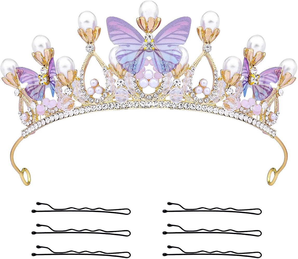 Crown Exquisite Princess with Pearls Butterfly Headband for Halloween Christmas Birthday Cosplay ... | Amazon (US)