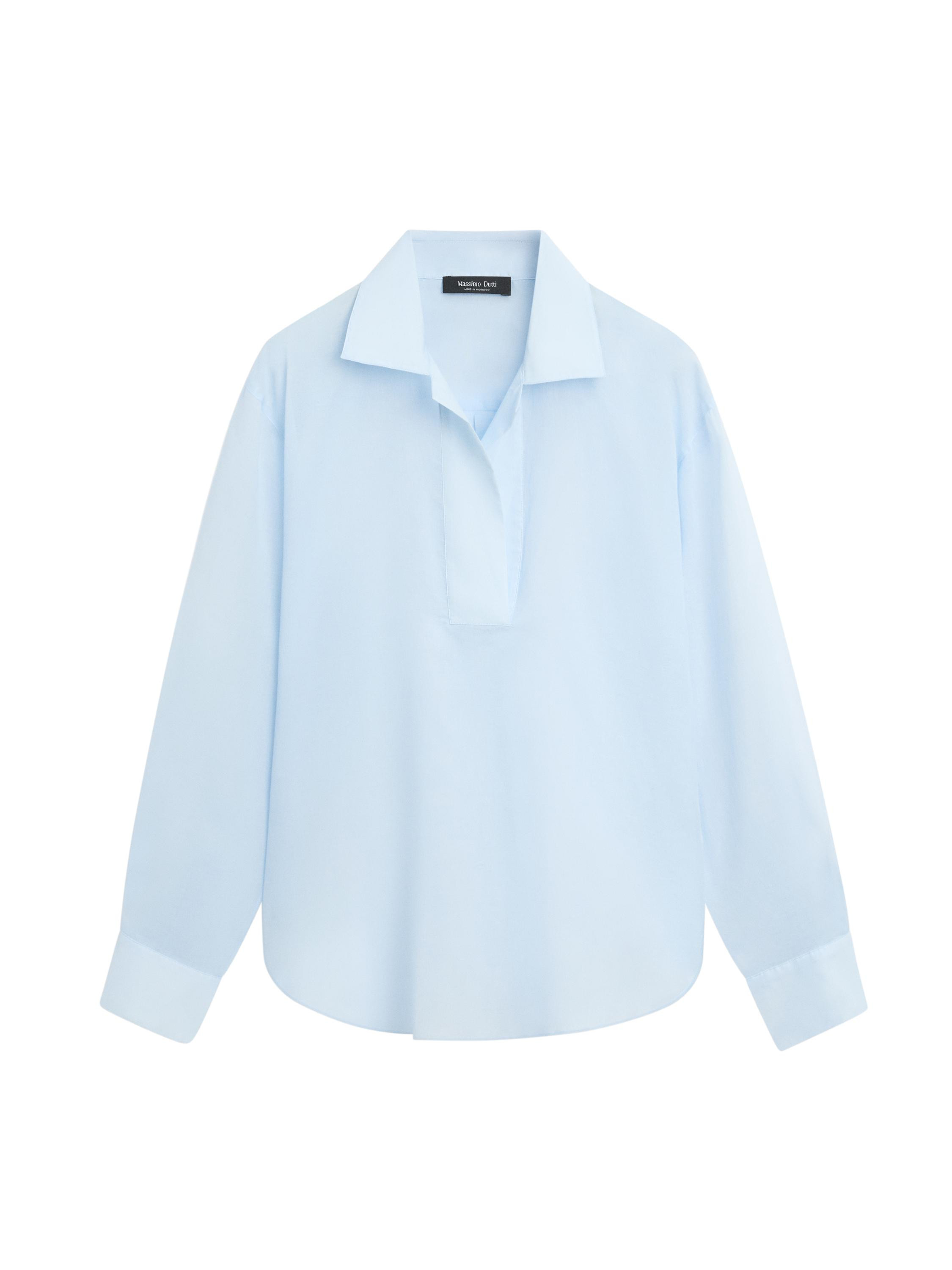 Flowing 100% cotton shirt with collar detail | Massimo Dutti UK