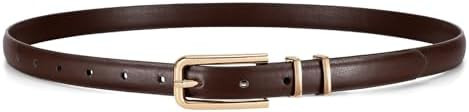 JASGOOD Women's Skinny PU Leather Belt Thin Waist Belt with Gold/Silver Buckle for Jeans Pants Dr... | Amazon (US)