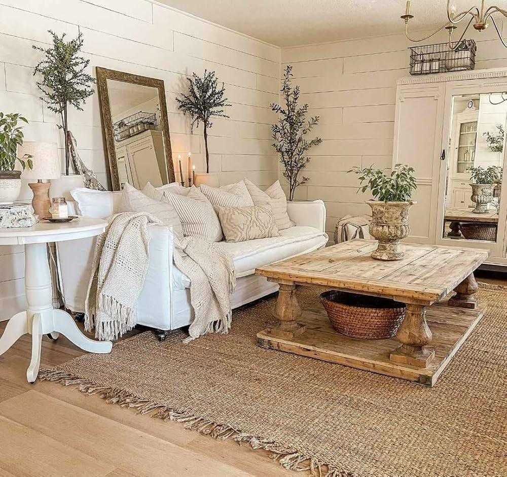 Hauteloom Oaks Solid Sea Grass Jute Rug - Natural Fiber Sisal Area Rug - Natural Fringe Tassel - ... | Amazon (US)