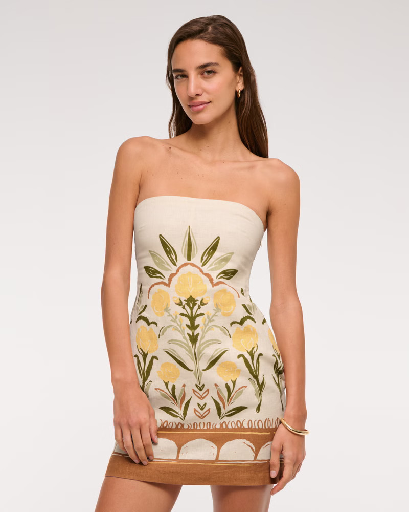 The A&F Scarlett Strapless Linen-Blend Skort | Abercrombie & Fitch (US)