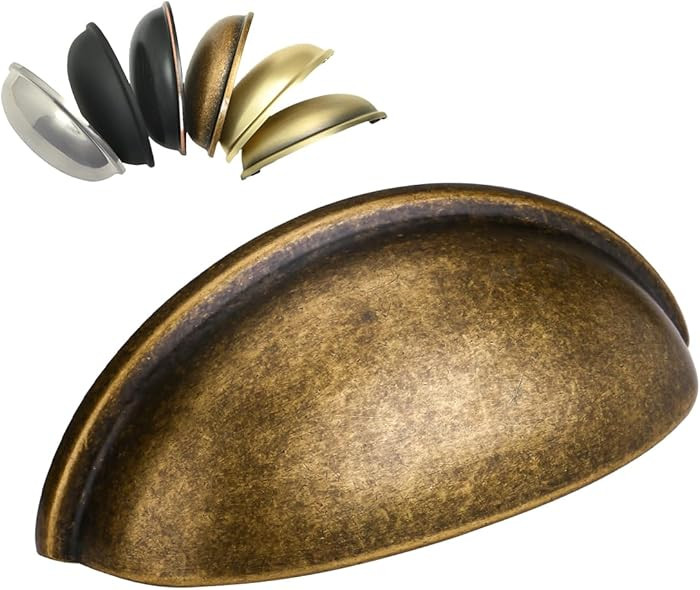 HOMOTEK 10 Pack Drawer Bin Cup Pulls Dresser Pulls for Cabinets Brass Bronze - 3 Inch Hole Center... | Amazon (US)
