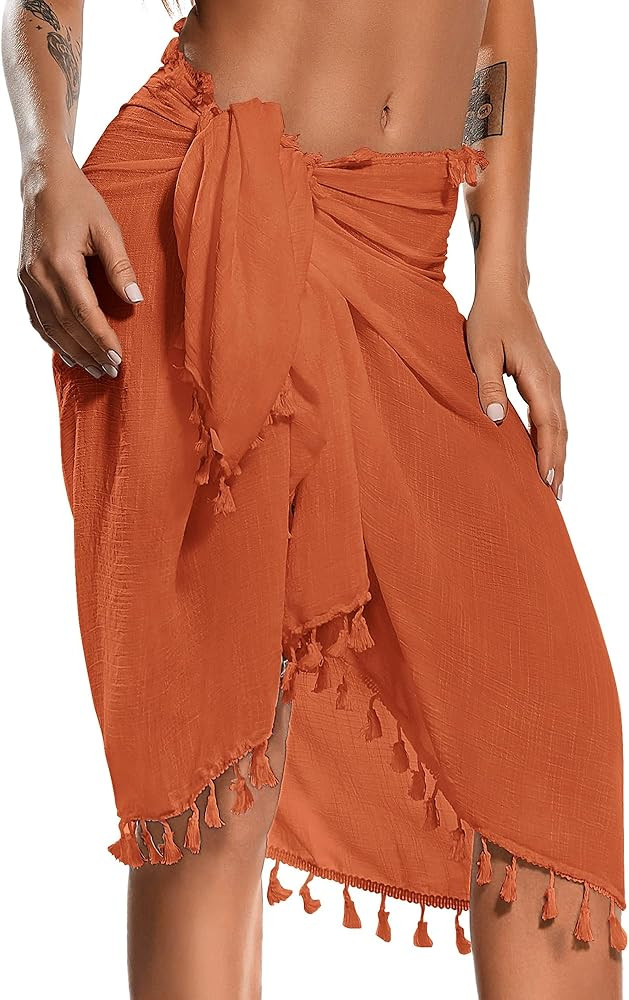 Sarong Cover Up Womens Beach Cover Up Bikini Bathing Suit Swimsuit Scarf Swimwear Coverup Sarong ... | Amazon (US)