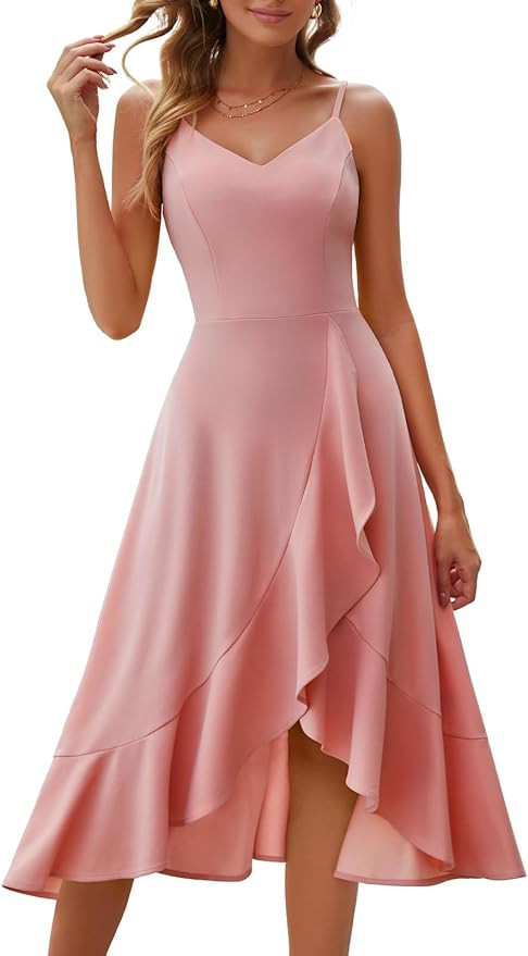 DRESSTELLS Women's Cocktail Dress, Formal Wedding Guest Dress, Ruffle Bridesmaid Dresses | Amazon (US)