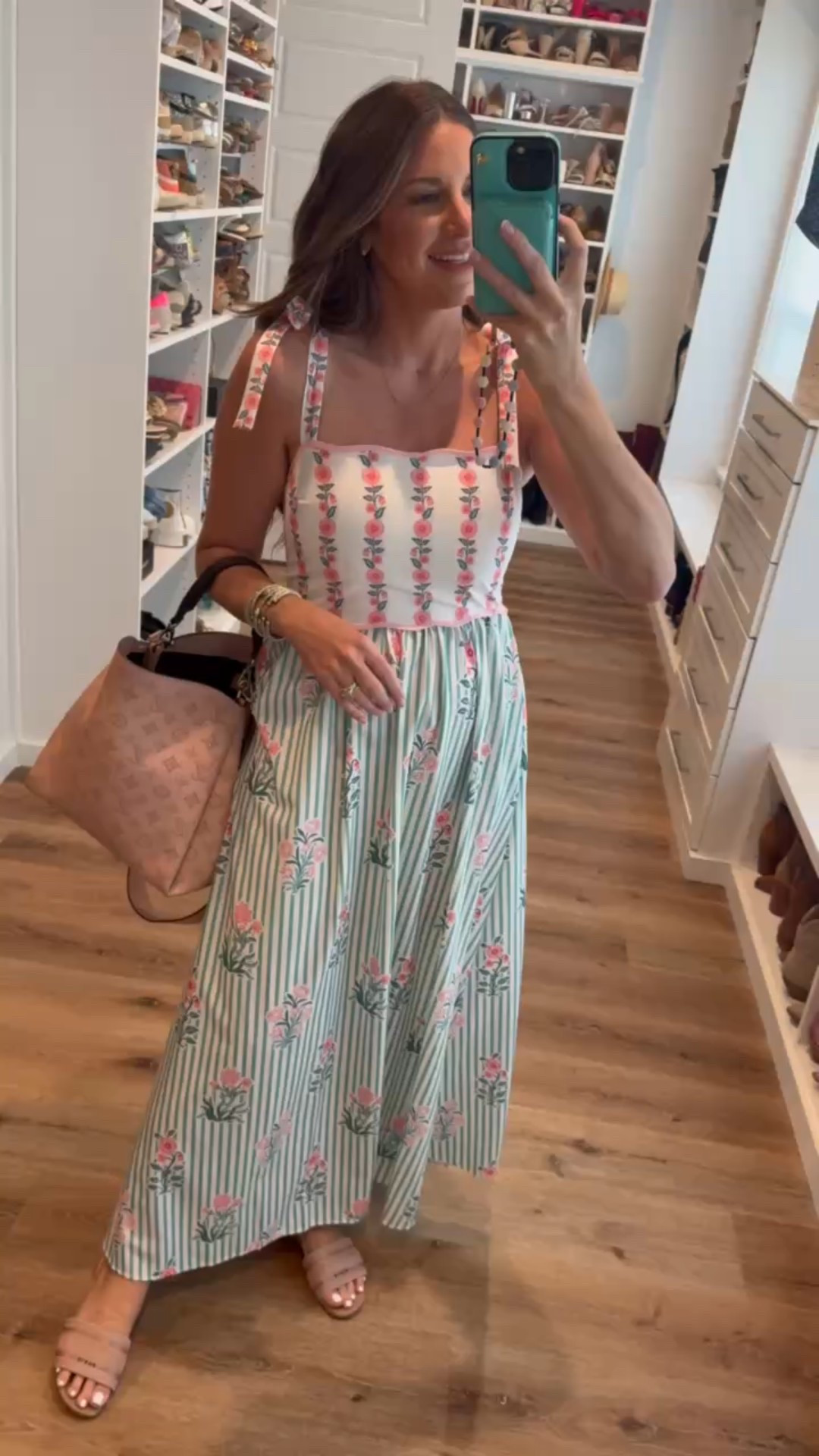 In a small tie shoulder maxi, sandals and accessories - fits tts.

#LTKFindsUnder50 #LTKSeasonal #LTKStyleTip