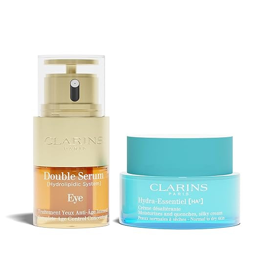 Clarins Double Serum Eye and Hydra-Essentiel Silky Cream Bundle | Anti Aging Eye Cream | Hydratin... | Amazon (US)