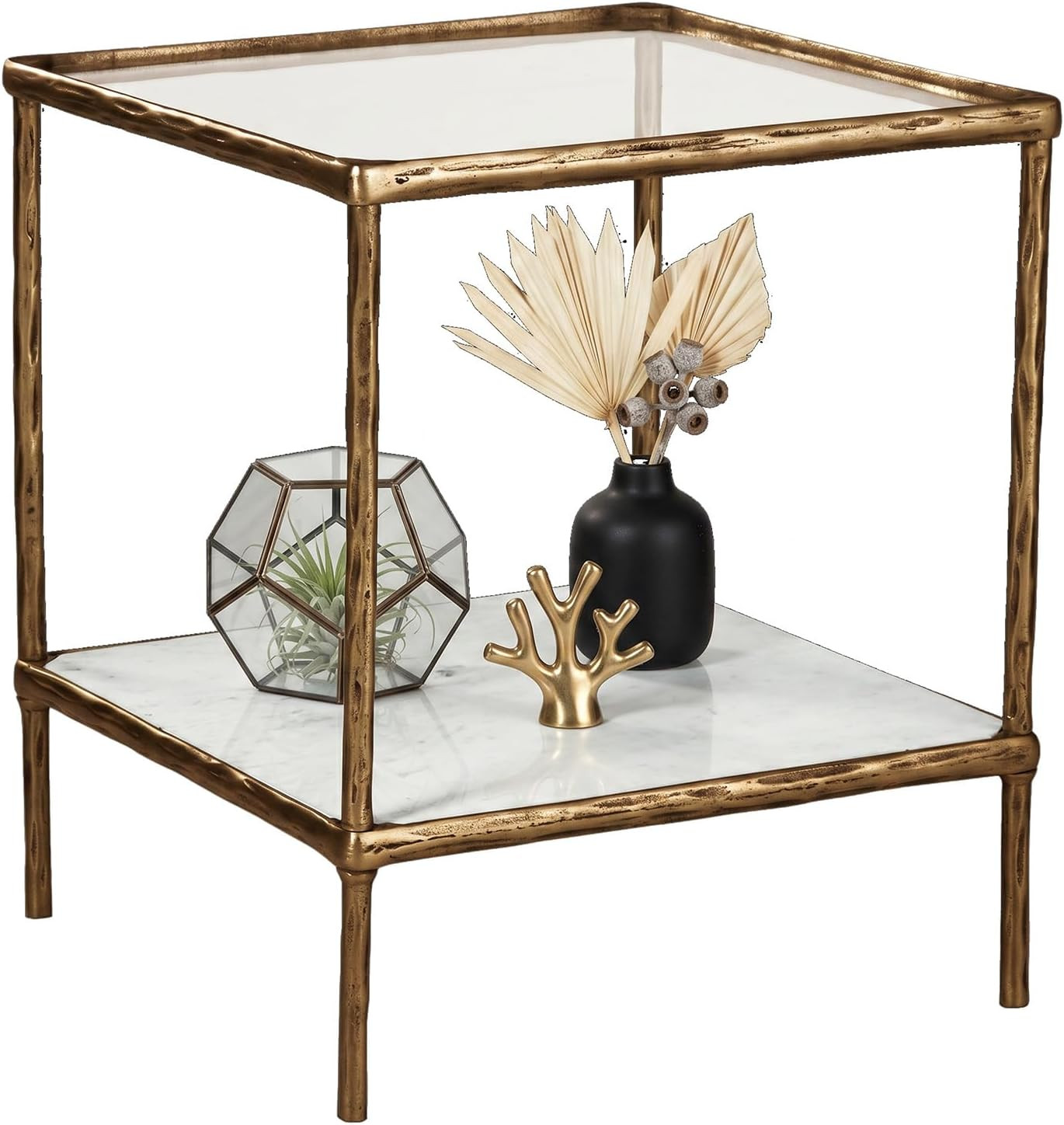 Signature Design by Ashley Ryandale Square End Table, Brass Glass & Marble | Amazon (US)