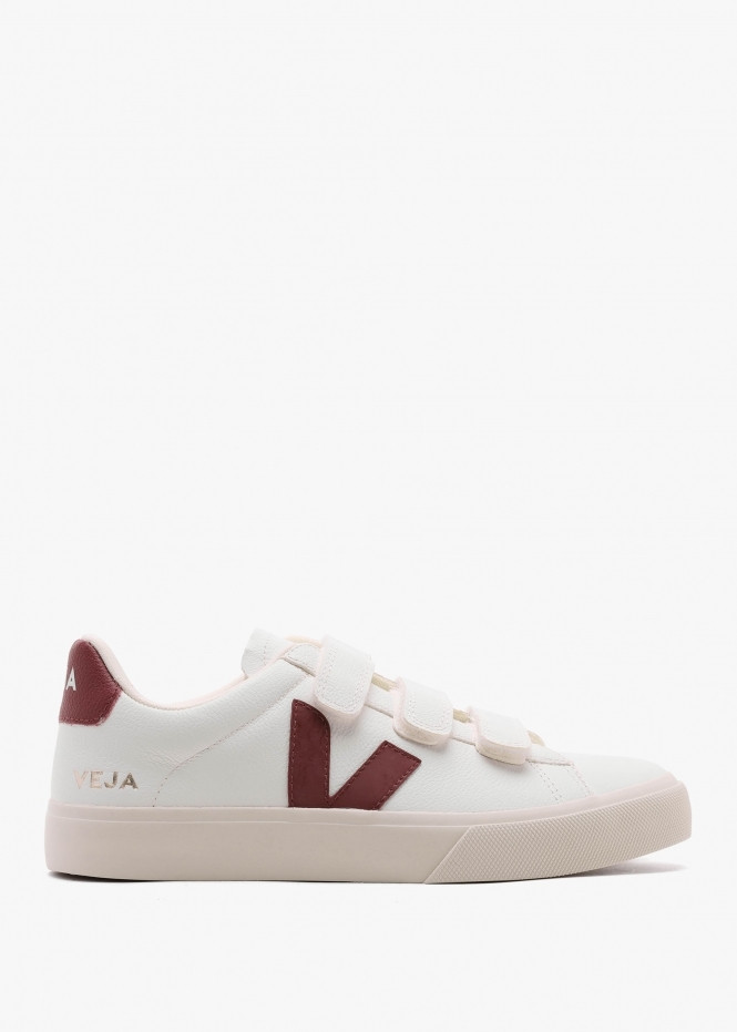 Recife Logo Chromefree Leather Extra White Marsala Trainers | Daniel Footwear (UK)