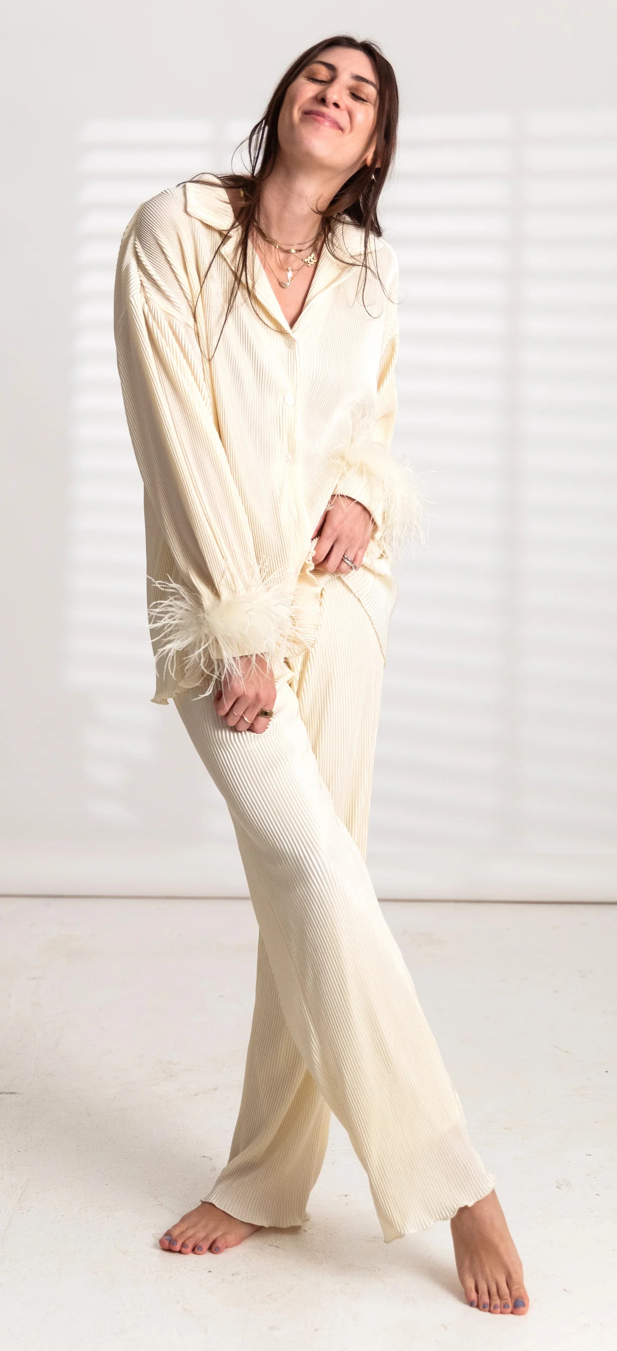 Feather Pleats Please Set in Ivory | waverles