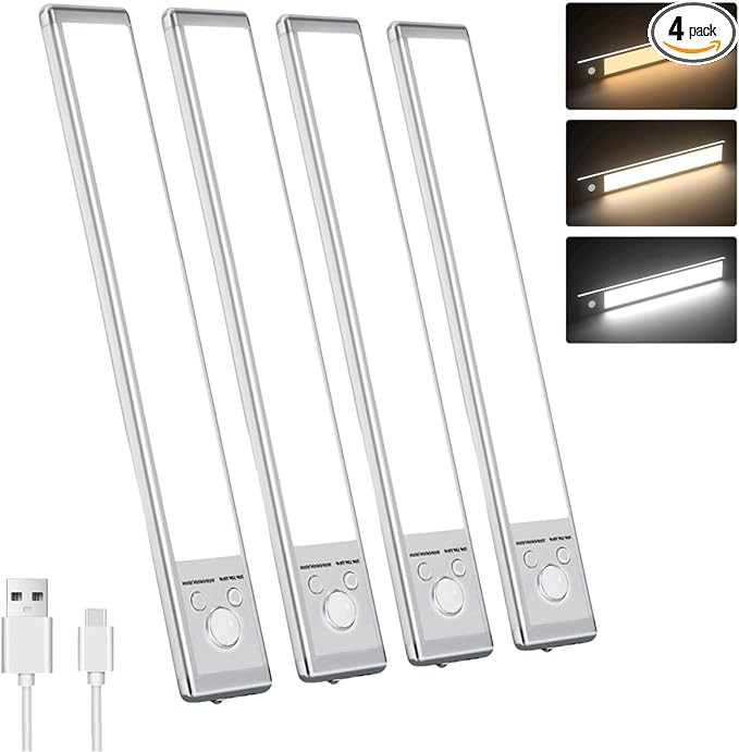Motion Sensor Under Cabinet Lighting-Magnetic Rechargeable Closet Lights for Kitchen,Stairs,Wardr... | Amazon (US)