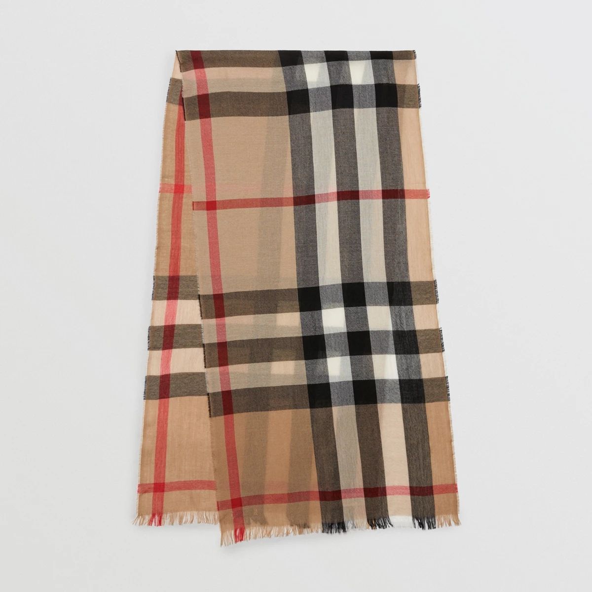 Burberry Lightweight Check Wool Cashmere Scarf, Brown | Burberry (US)