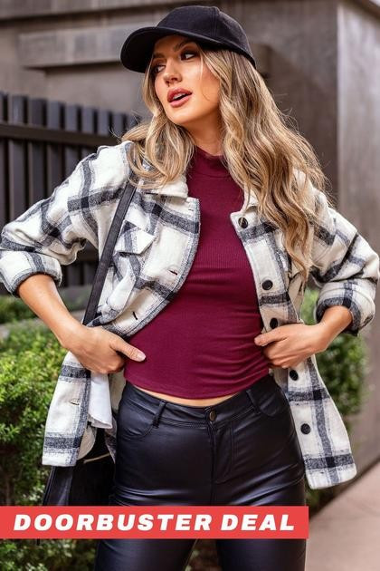 Vincent Ivory Plaid Shacket | Shop Priceless