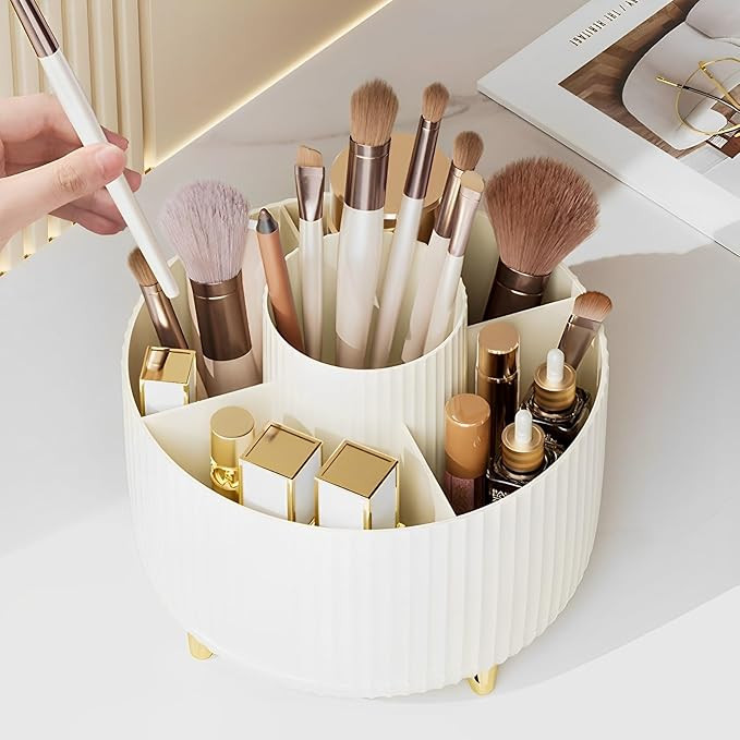 360° Rotating Makeup Brush Holder Organizer, Cosmetic Display Case Makeup Lip Gloss Organizer Cu... | Amazon (US)