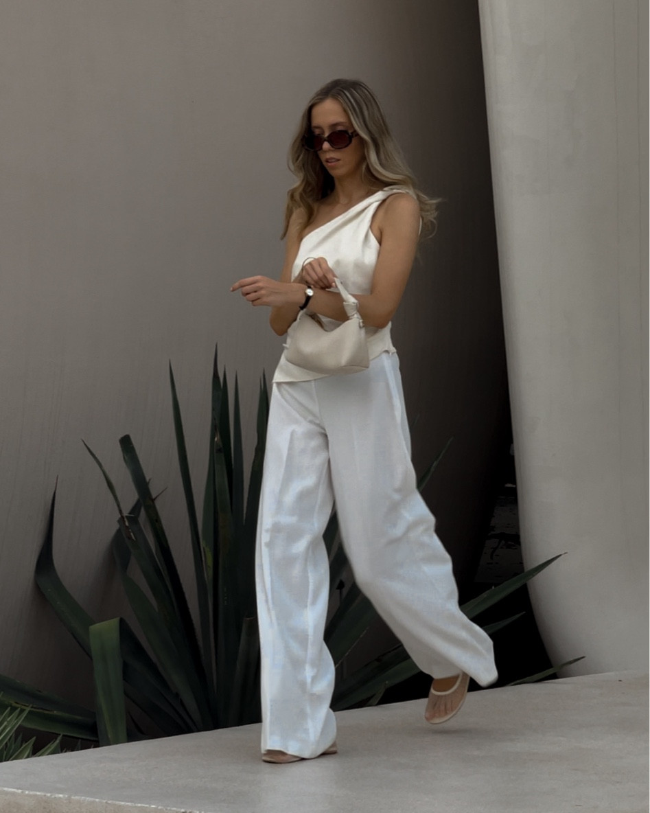 All white summer outfit 🤍 I’m wearing the top in size S and  trousers in size XS. My bag is from last summer’s collection but I have linked similar one from this year’s collection.

#LTKfindsunder50 #LTKfindsunder100