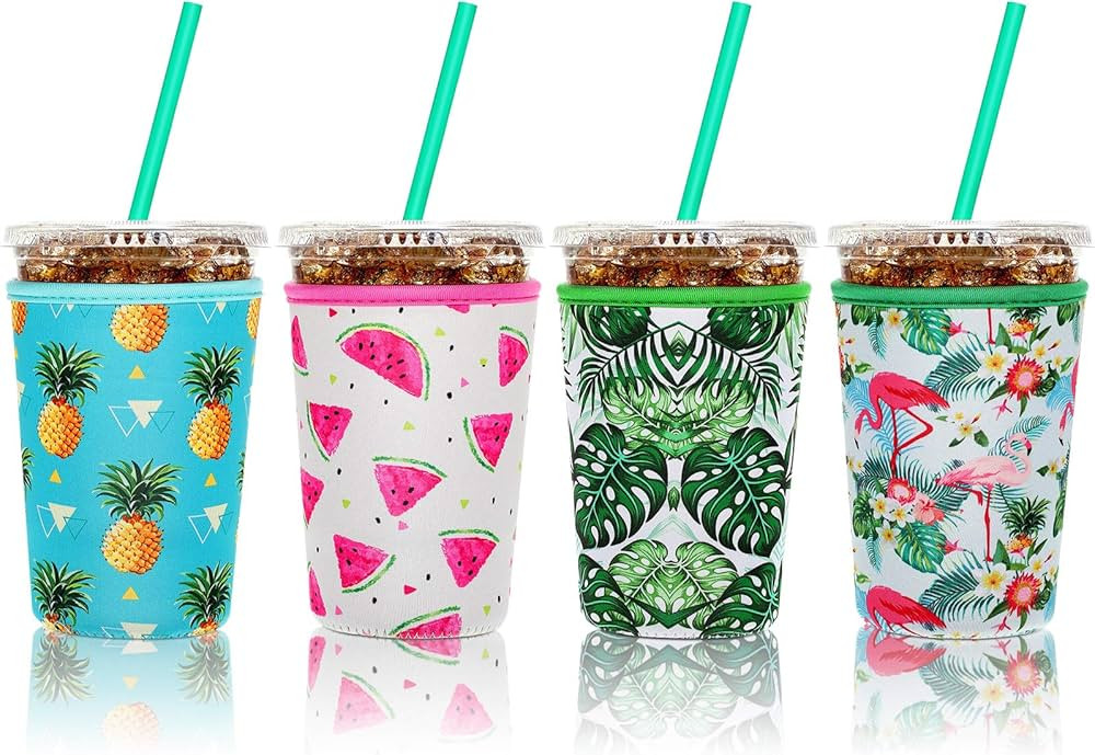 4 Pieces Reusable Coffee Sleeve Cup Insulator for Cold Drinks Beverages and Neoprene Holder for M... | Amazon (US)