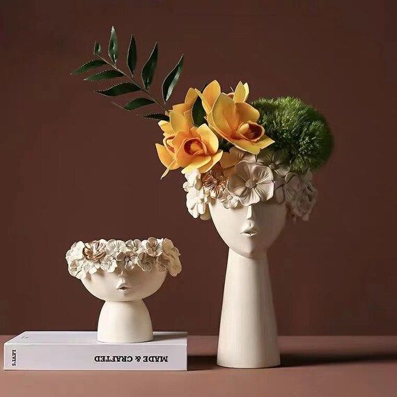 Human head decorating vase Ornamenthome bedroom decorhome | Etsy | Etsy (US)